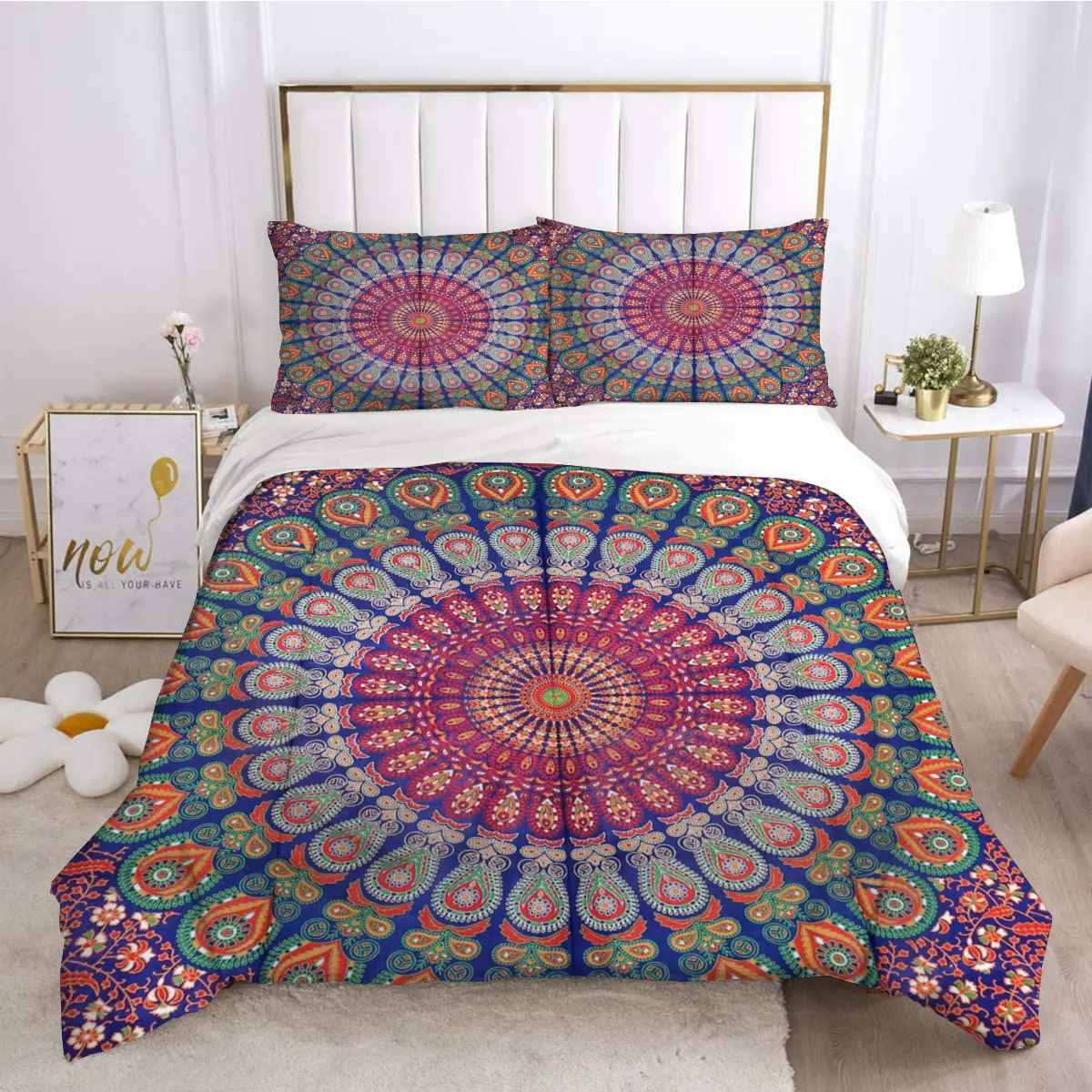 Hot Selling 3d Digital Printing Duvet Cover Set Bedding 3 Piece New Mandala Bohemian Style Quilt Bed Sheet Bedding Set