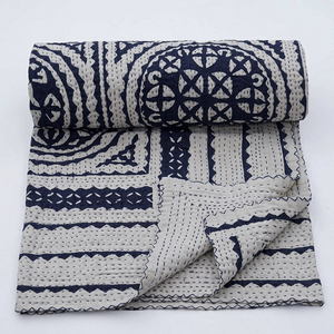 Hand Embroidered Queen Size Cut Work <b>Kantha</b> <b>Quilt</b> - Product Image 1