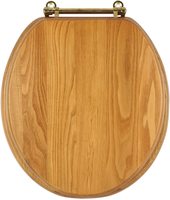 Siège de toilette en bois naturel, siège de toilette rond en MDF, vis dissimulées avec fixation en acier inoxydable sur le dos pour les toilettes standard de salle de bain