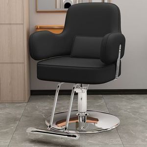 Sillón de Barbería Ergonómico con Base Hidráulica, Reposapiés Ajustable en Altura, Rotación de 360°, Asiento de Cuero Sintético Resistente para Uso Comercial - Product Image 4