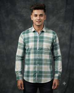 เสื้อเชิ้ตผู้ชาย LAFAR เนื้อผ้านุ่ม ลายตารางใหญ่ สีฟ้าเขียวและสีแดงเลือดหมู แขนยาว สวมใส่สบายๆ ติดกระดุม - Product Image 5