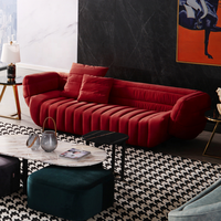 MEIJIA — ensemble de canapé en velours, en acier et cristal, grande section, aspect arabe, noir, luxe, rouge