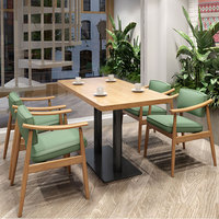 Ensemble de meubles commerciaux pour café : table à manger et chaises en bois massif, canapé en cuir, banquette, fauteuil, vente en gros du fabricant