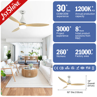 Ventilateur de plafond 1stshine de 52 pouces avec lumière LED, moteur AC, pales en bois massif, économie d'énergie, télécommande, moderne