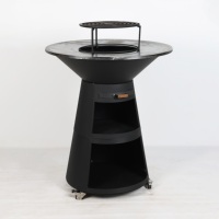 Vente directe usine – Barbecues d'extérieur faciles à assembler, brasero-plancha en acier au carbone noir avec four à pizza