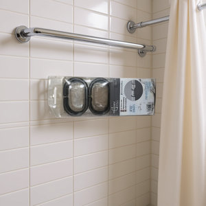 Homeera <b>Shower</b> Curtain <b>Hooks</b> 4x2x15.5cm Black PS Durable Minimalist Design Bathroom Accessories - Product Image 2