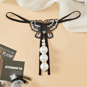 Ding Zhi Mei Culotte string sexy grande taille avec insert perlé, sous-vêtement respirant pour stimulation adulte, été 2024 - Product Image 2