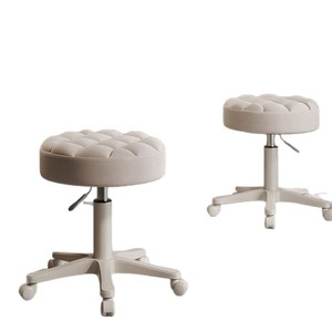 Tabouret de salon de beauté rotatif et réglable en hauteur avec roulettes pour coiffeurs, techniciens en ongles, barbiers, siège en tissu - Product Image 3