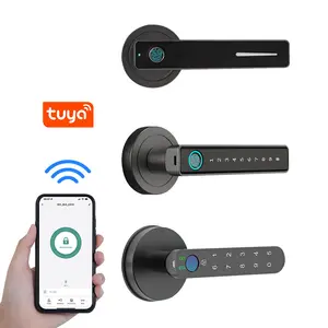 Tuya Wifi App Smart Door Lock Biometric Lock Finger Print Door Handle Digital Keyless Lock