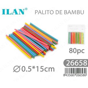 Bastoncini di bambù colorati ILAN 0,5x15 cm 80 pezzi per artigianato e fai da te - Product Image 1