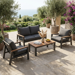 Conjunto de Sofás Modernos para Jardín con Estructura de Aluminio para Apartamentos, Hoteles, Parques y Patios - Muebles Resistentes a la Intemperie para Interiores/Exteriores - Product Image 1