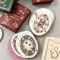 Cartes de tarot personnalisées, cadeau promotionnel familial |   Cartes à jouer ovales avec papier à noyau noir et boîte à rabat estampée à chaud en or
