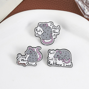 Pins de esmalte con diseño de ratón 'Crazy I Was Crazy Once' y 'Humor Rat's Ass I Don't Give A', broches, insignias para mochila y solapa, joyería, regalos para amigos - Product Image 3