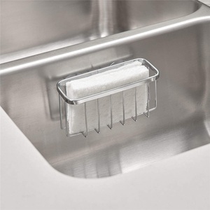 Support à éponge rectangulaire chromé à double niveau en acier inoxydable moderne pour serviettes - Product Image 4