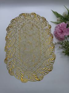 30*45Cm Vàng PVC Nhựa Placemat Thân Thiện Với Môi Vòng/Hình Bầu Dục Bảng Ren Mat Cho Nhà Và Ngoài Trời Sử Dụng Mỏng <span class=keywords><strong>Pad</strong></span> - Product Image 5
