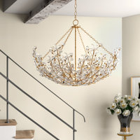 Lustre moderne de luxe en forme de fleur, en cristal, pour la décoration du salon, décoration de plafond dorée