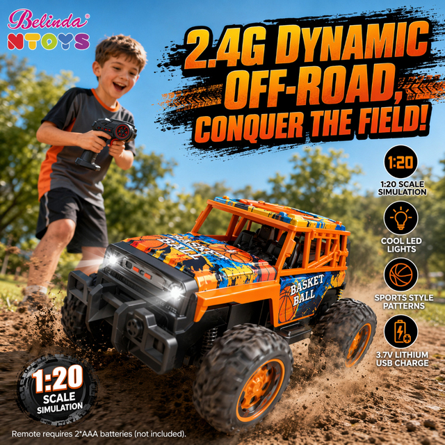 Belinda 1:20 Off Road Remote Control Car 2.4GHz Sports Inspired Pattern RC Car Remote Control Car with LED Light RC Car for Kids