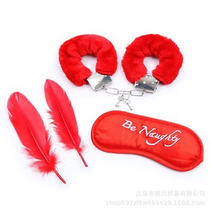 New export-grade 3-piece SM alternative sex toy <b>set</b>, handcuffs, feather blindfold, adult <b>bondage</b> combination <b>set</b> - Product Image 1