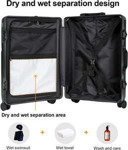 24 Inch Fashionable Luggage <b>Suitcase</b> <b>Set</b> Dual Opening Trolley Suit Case Front Open Full Aluminum Luggage Front Pocket <b>Suitcases</b> - Product Image 4