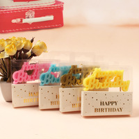 Bougies d'anniversaire créatives en cire de paraffine non parfumée plaquées or massif faites à la main avec lettres anglaises pour gâteau, idéales pour les fêtes joyeuses