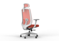 Chaise de bureau ergonomique en maille, réglable en hauteur, pivotante, avec appui-tête, cadre blanc, base en acier pour le bureau à domicile