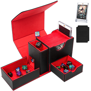 Boîte de rangement en cuir PU pour jeu de cartes Commander, tour à dés, plateau à dés pour 100 cartes à double pochette TCG/PTCG - Product Image 1