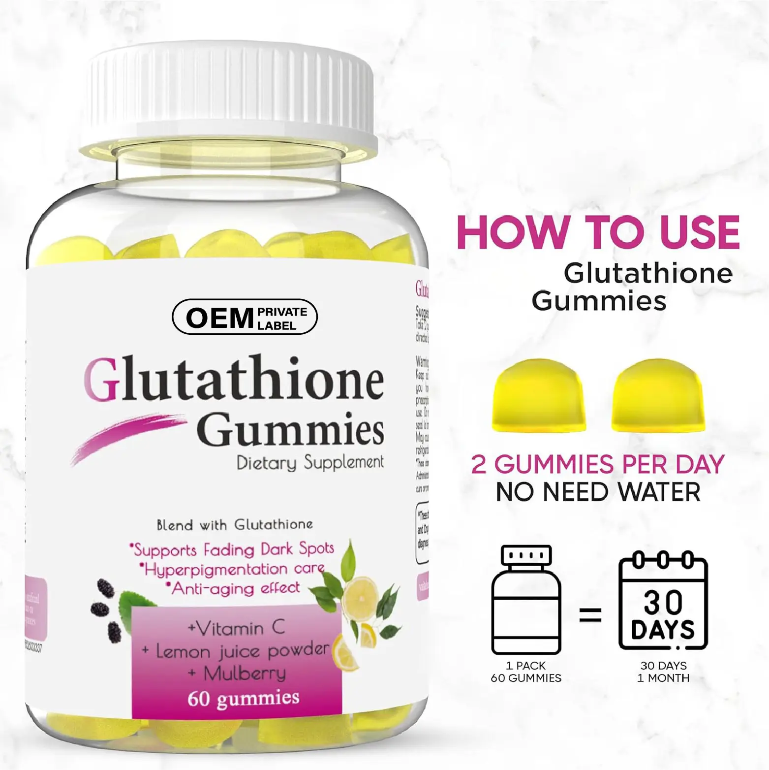 Eigenmarke Glutathion-Gummi mit Vitamin-C-Kollagen für die Haut aufhellung