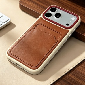 เคสโทรศัพท์แบบมีช่องใส่บัตรสำหรับ iPhone 18 17 Pro Max หนัง PU ป้องกันแรงกระแทก พร้อมแม่เหล็กในตัว รับผลิตแบบ OEM ODM ขายส่ง - Product Image 2