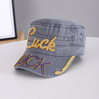 Casquette de baseball unisexe en coton délavé et vieilli, style européen et américain, avec strass, en stock, vente en gros