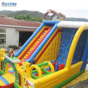 Grand château gonflable commercial extérieur Parc à thème pour animaux Toboggan sec et maison de rebond d'escalade - Product Image 2