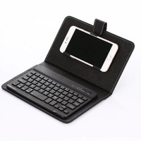 Funda abatible portátil de cuero PU para teléfono móvil, funda universal de color puro con teclado bt inalámbrico y tres sistemas