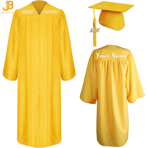 Vestidos y gorras de graduación amarillos mate para adultos de la mejor calidad a precio barato para la escuela - Product Image 1