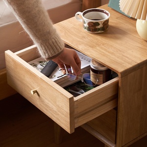 خزانة جانبية ضيقة من الخشب الصلب بتصميم عصري مع درج صغير بسيط لتخزين غرفة النوم في الشقق - Product Image 3