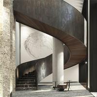 Escalier d'intérieur moderne personnalisé Escalier d'intérieur moderne avec marches en arc spiralé en marbre noir clair Escaliers d'intérieur