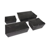 Boîtes à emporter noires avec système de fermeture à languette, emballages pour la restauration rapide, boîtes en papier à emporter, contenants alimentaires en papier noir anti-fuite