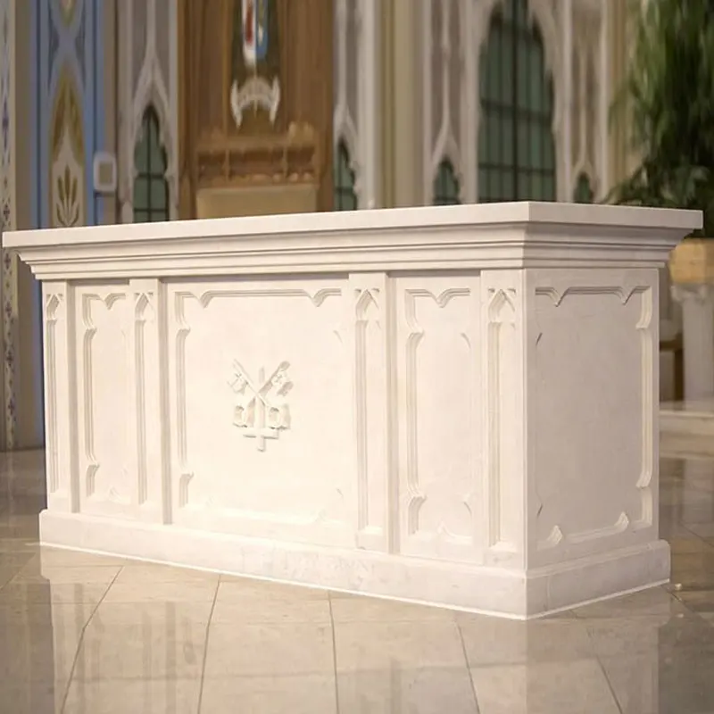Natural Stone Carvongs and Sculptures Custom Made Modern Marble Church Holy Altar Pulpit