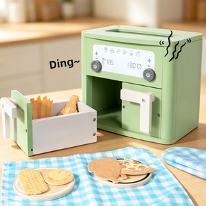 Ensemble de cuisine en bois pour enfants avec <span class=keywords><strong>friteuse</strong></span> à air et micro-ondes factices – <span class=keywords><strong>Jouet</strong></span> éducatif pour jeu de rôle préscolaire - Product Image 2