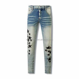 Nuevo con etiquetas Diseño desgastado Destroyed Streetwear Slim Fit Jeans Y2K Paint Ripped Knee Skinny Jeans Hombres Pantalones de mezclilla - Product Image 6