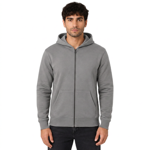 Sweat à capuche en molleton de coton premium personnalisé, effet délavé, coupe ample, fermeture éclair, pour homme, style décontracté, veste à capuche en tissu éponge - Product Image 1
