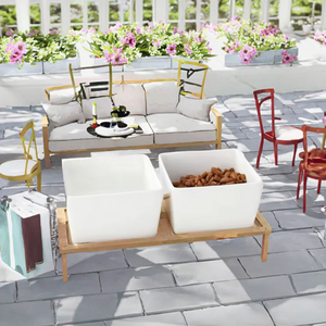 Adjustable Solid Pattern Waterproof <b>Ceramic</b> <b>Dog</b> Cat Food Water Bowl Elevated Wood Bamboo Stand - Product Image 3