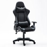 Silla de Oficina Ergonómica de Cuero Negro para PC, Estilo Racing, Reclinable, Cómoda, para Juegos
