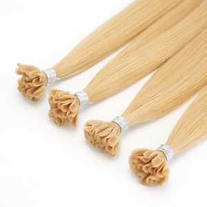 Extensiones de Cabello con Punta en <span class=keywords><strong>U</strong></span> de Larga Duración, Extensiones de Cabello Liso Marrón con Queratina, Cabello Virgen de Doble Trama - Product Image 1