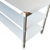 Table de travail en acier inoxydable de qualité supérieure Équipement de cuisine et de restaurant Trois couches avec tube rond Banc de travail bon marché
