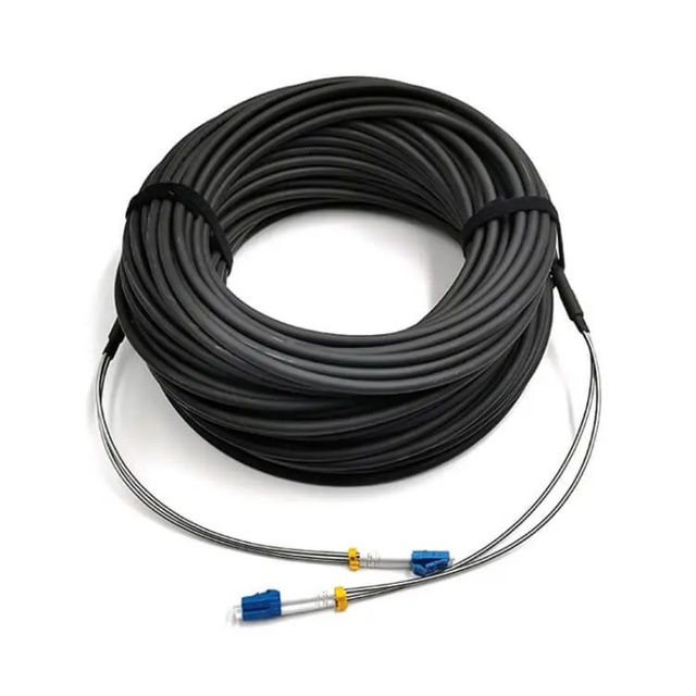 Field Tactical FTTA Fiber Patch Cable Duplex Single Mode LC To LC Waterproof Armored For RRU Remote Radio Unit