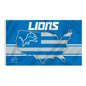 Mixed Wholesale Custom 3x5FT NFL Team American Football Banners With USA Maps Detroit Lions Flags