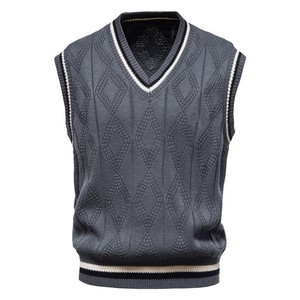Maglioni da <span class=keywords><strong>uomo</strong></span> di design personalizzato scollo a v maglioncino in <span class=keywords><strong>lana</strong></span> Cashmere <span class=keywords><strong>Gilet</strong></span> da <span class=keywords><strong>uomo</strong></span> senza maniche <span class=keywords><strong>Gilet</strong></span> Tricot Hommes - Product Image 4