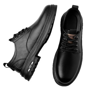 Chaussures décontractées pour hommes en cuir à lacets, bout rond, semelle extérieure en caoutchouc antidérapante, semelle intermédiaire en EVA, couleur unie - Product Image 5