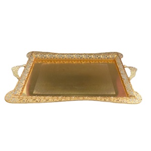 Plateau à fruits en métal plaqué or, style indien, pour mariage, avec poignée - Product Image 3
