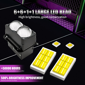 Faro LED Bi-Proiettore Chenlang, <span class=keywords><strong>3</strong></span> Pollici, Quattro Lenti, 6000K+4000K, Due Laser Hi/Lo, 160W/140W, Coppia di Lenti LED per Fari - Product Image 5
