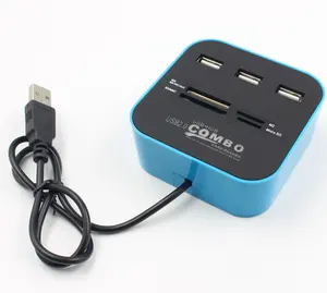 Sıcak satış için stok Mini kart okuyucu USB Hub Combo 2.0 yüksek hızlı çoklu USB 2.0 Hub USB Splitter All In One için SD/TF/M2/MS için PC bilgisayar